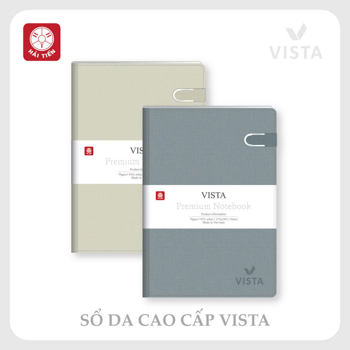 Sổ da khuy bấm nam châm - Vista 6 (200 trang)